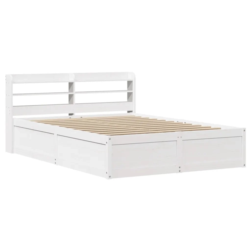 vidaXL Giroletto con Testiera Bianco 140x190 cm in Legno Massello Pino