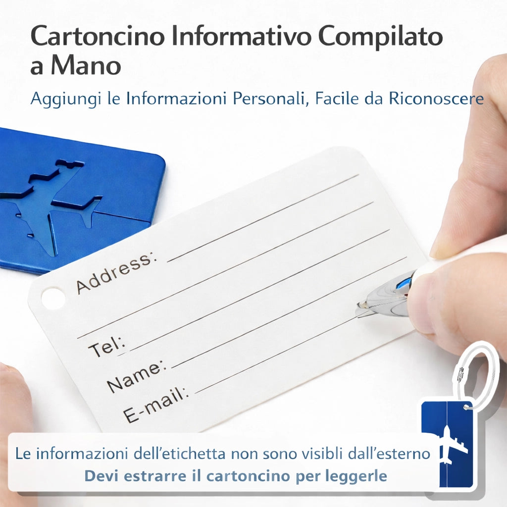 6 Etichette Colorate Valigia Alluminio con Cavo Acciaio e Scheda PVC Impermeabile 90159