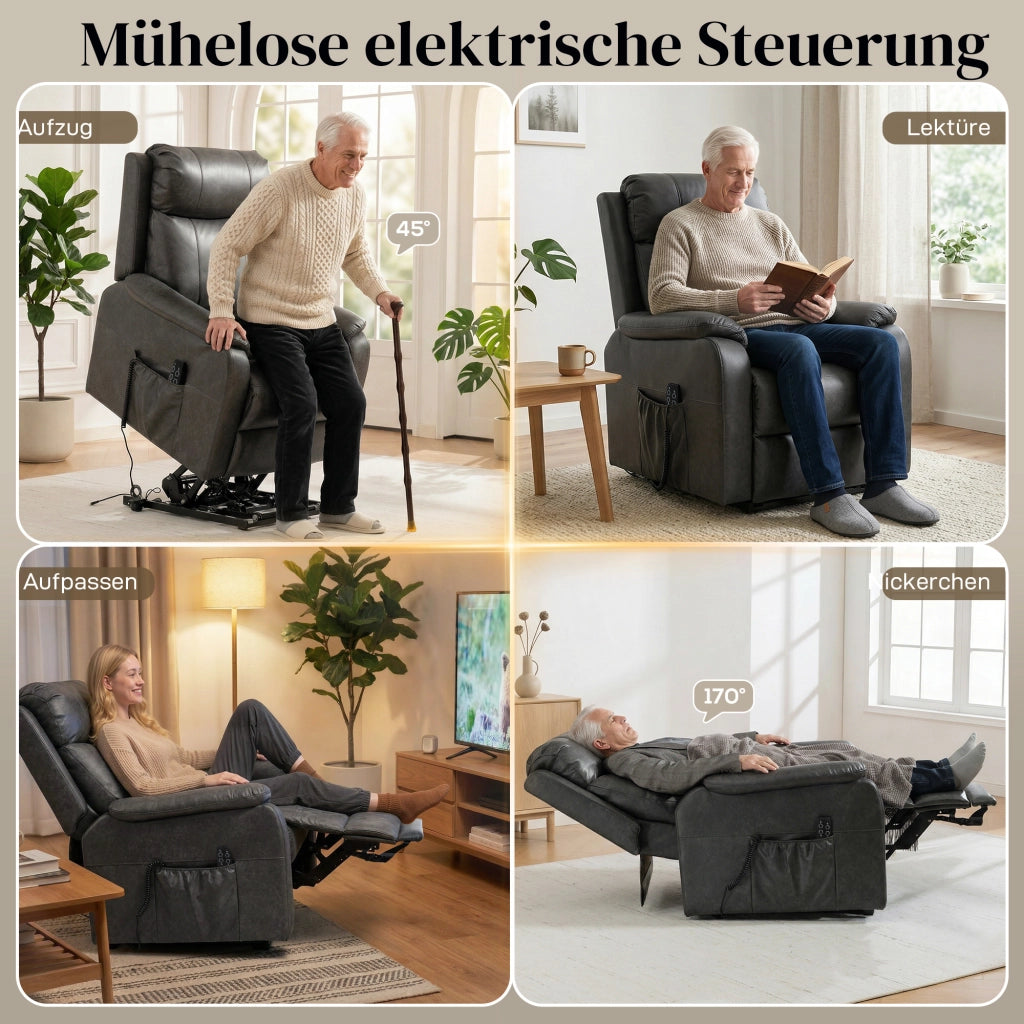 Poltrona Reclinabile Elettrica Alzapersona ¨C Zephmum ¨C Similpelle Nero