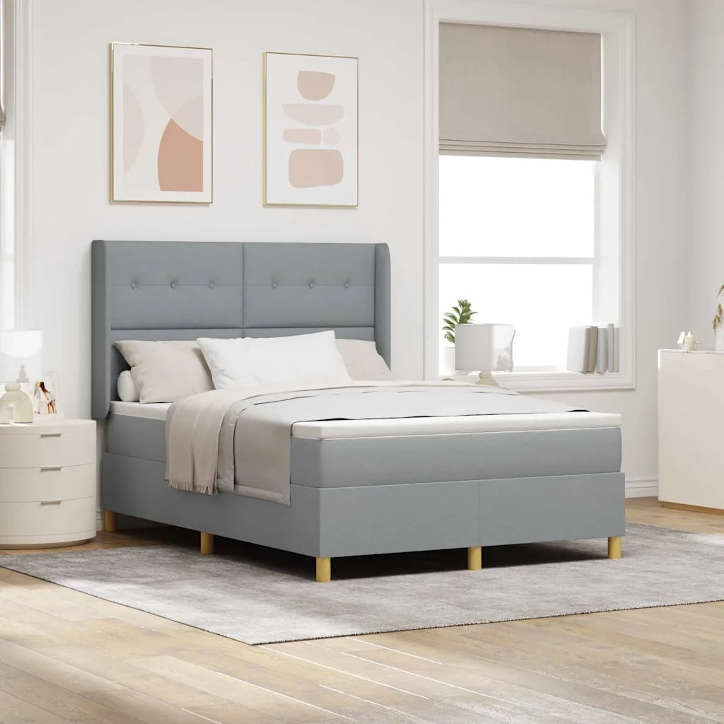 Letto a Molle con materasso Grigio chiaro 140 x 200 cm Tessuto