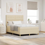 Letto a Sorgente LED con materasso Crema 140 x 200 cm Tessuto 3343108