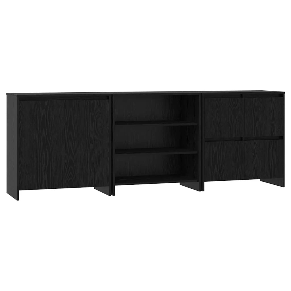 Credenza 3 pcs Rovere Nero 70 x 41 x 75 cm Legno multistrato