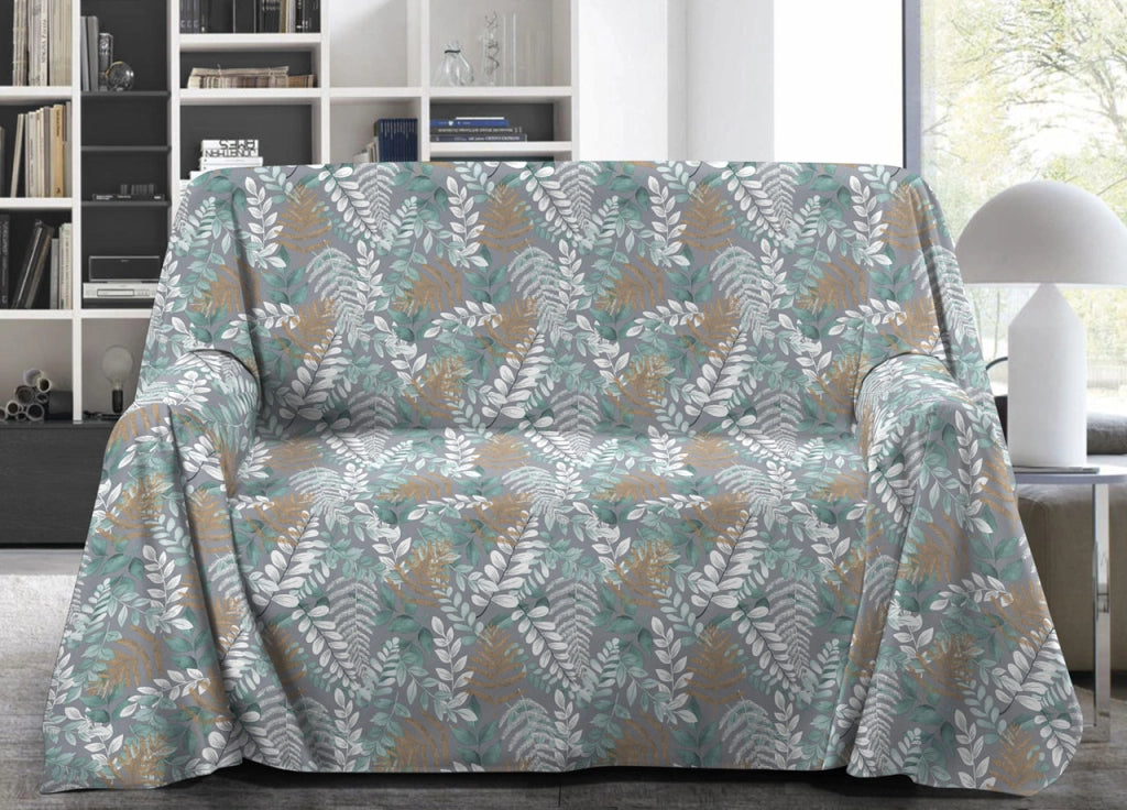 Telo Arredo Granfoulard Copritutto Salvadivano 100% Cotone Disegno Foglie - Singolo - Foglie