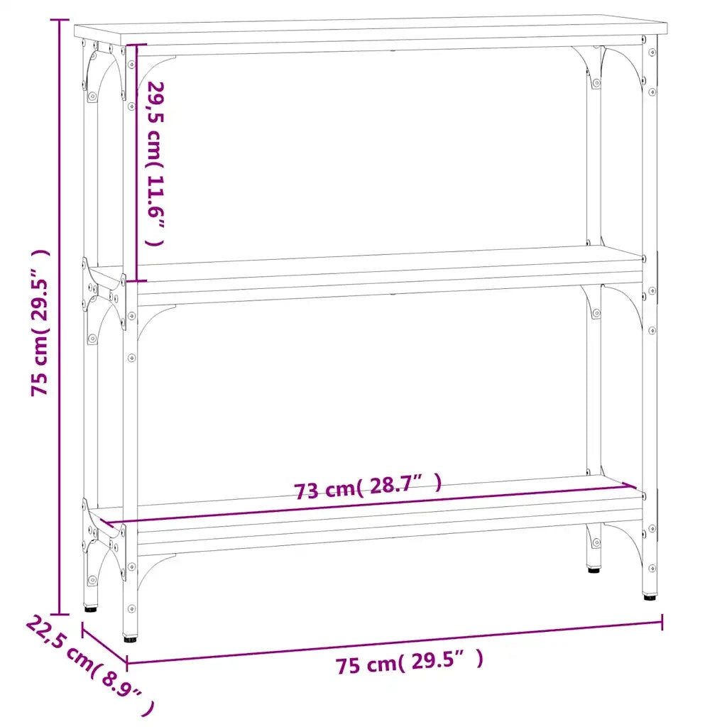 Tavolino Consolle | Tavolo d'Ingresso Nero 75x22,5x75 cm in Legno Multistrato