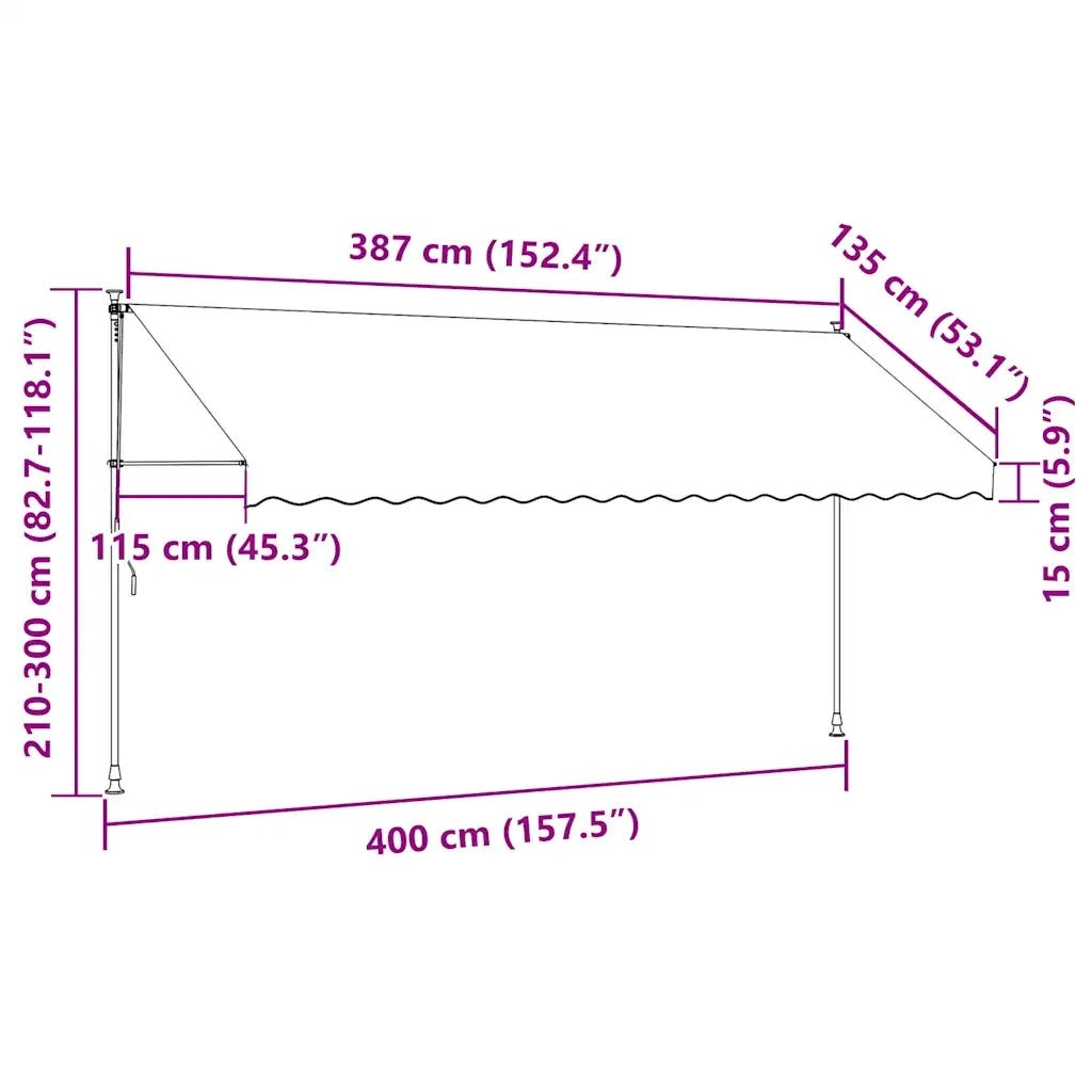 Tenda da Sole Retrattile Manuale LED-Tenda parasole per Patio 400 cm Arancione e Marrone