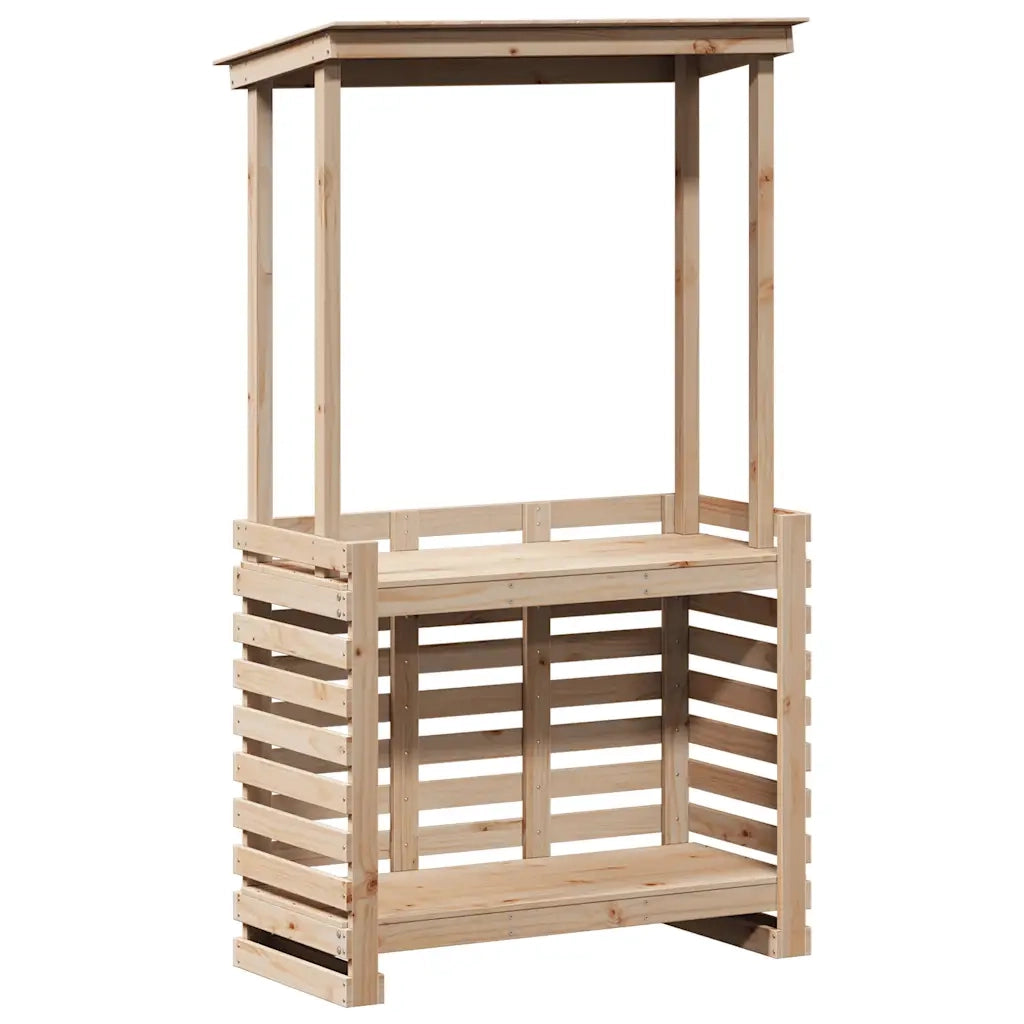 Tavolino da Giardino | Tavolo Bar da Esterno con Tetto 112,5x57x195,5cm Legno Massello