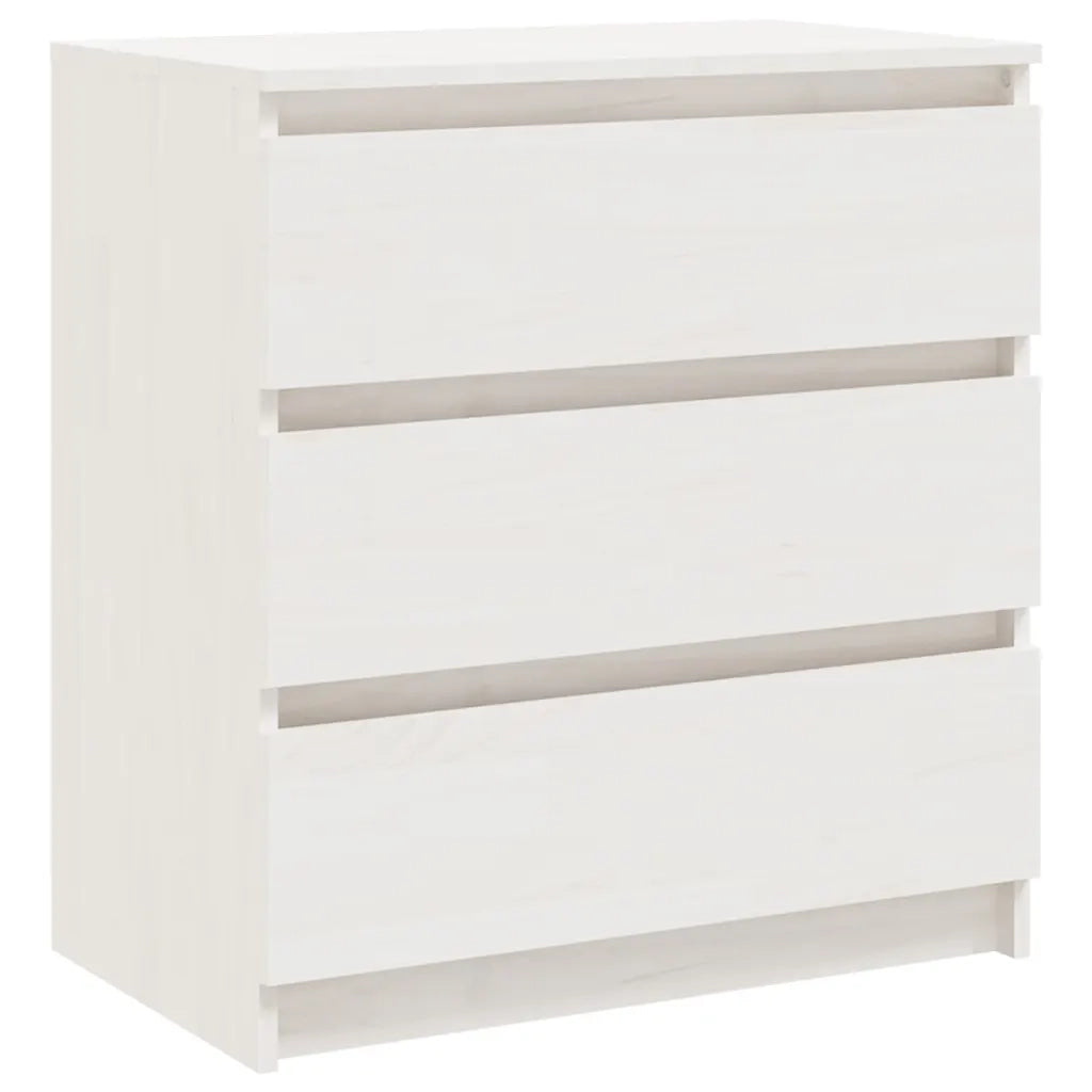 Comodino-Tavolino da notte Bianco 60x36x64 cm in Legno Massello di Pino