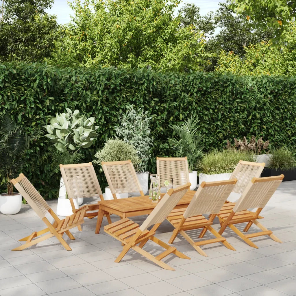vidaXL Sedie da Giardino Pieghevoli 8pz Beige Legno Massello di Acacia