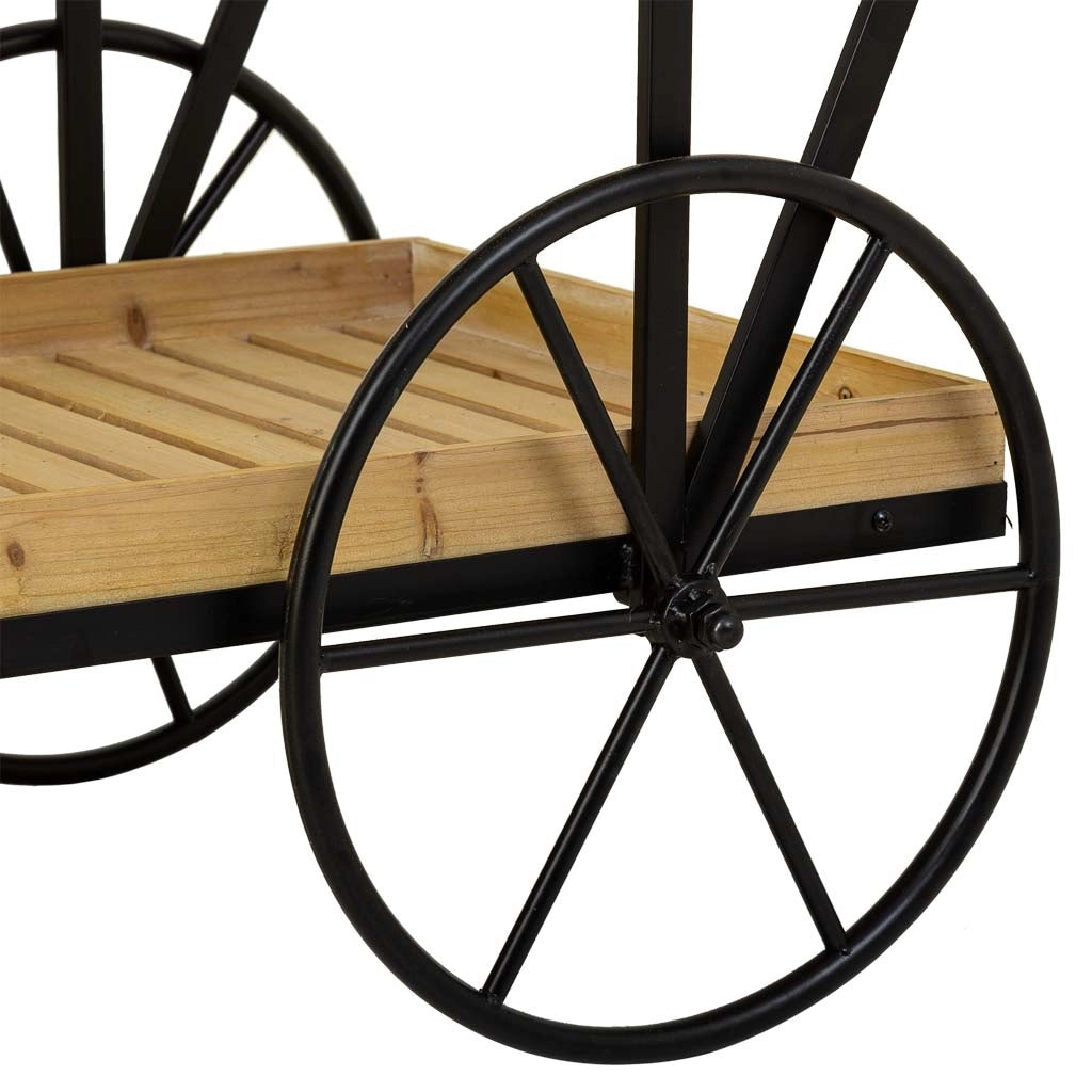 Carrello espositivo in metallo e legno marrone 125x50x80h