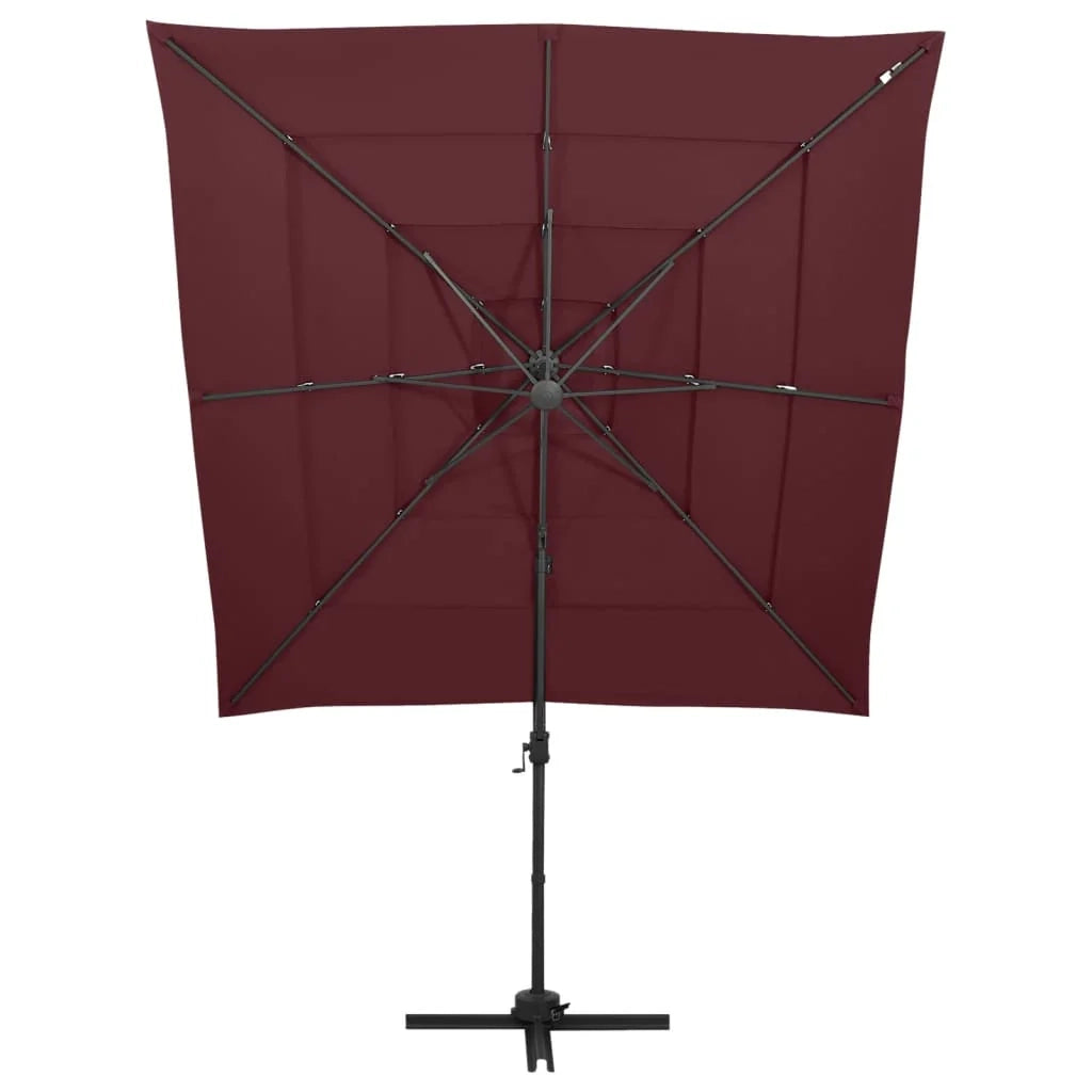 Ombrellone a quattro livelli con palo in alluminio 250 x 250 cm bordeaux 02_0008788