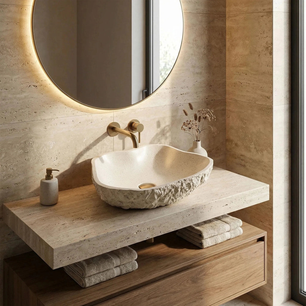 Lavabo Da Appoggio Rea Isla Warm Beige
