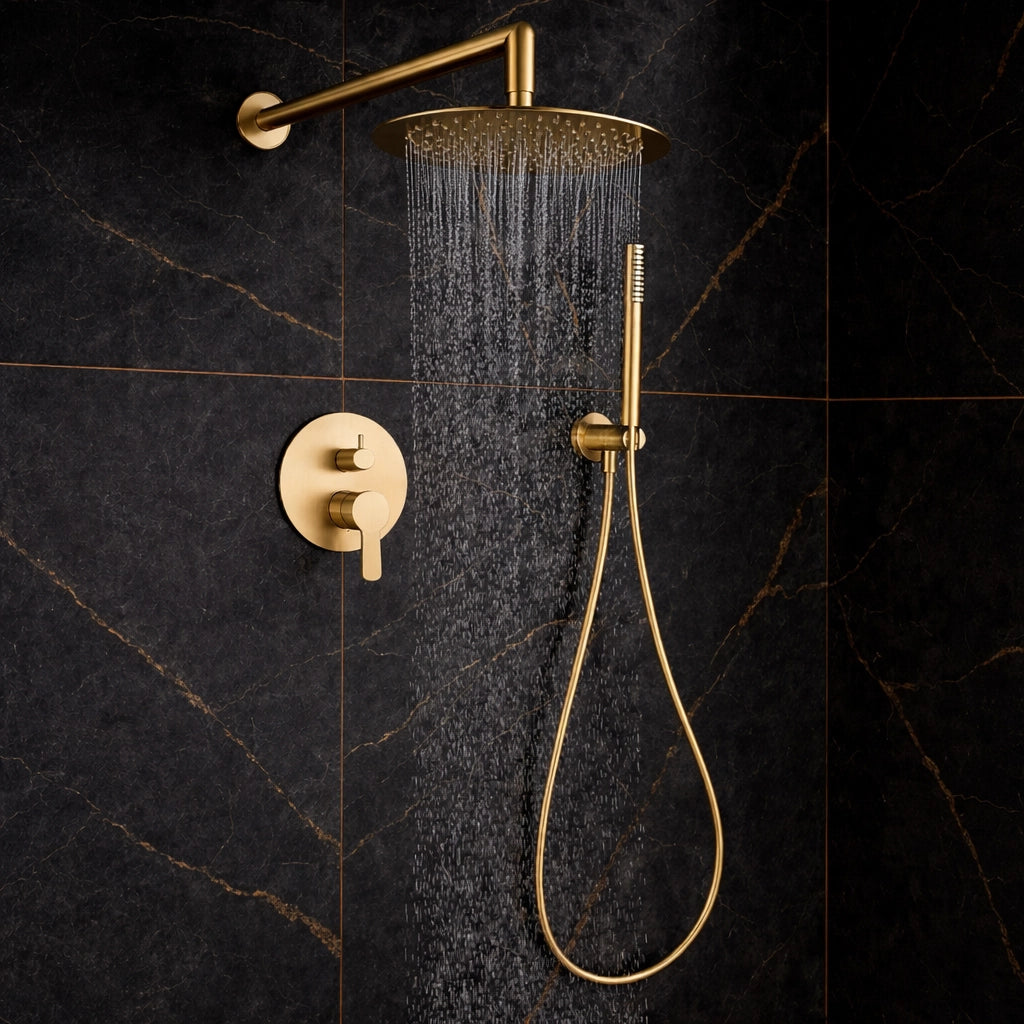 Soffione Set Doccia Incasso 25cm A 2 Vie Oro Soffione Doccetta Completo 87896