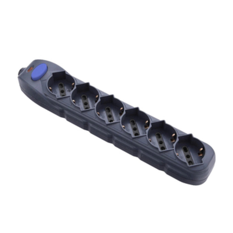 MULTIPRESA 6P BIP/SCHUKO+INTERR S/CAVO NERO FIG.10  1 PZ