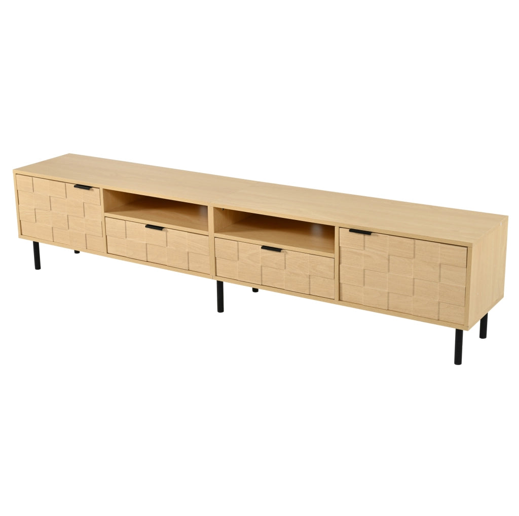 Mobile TV 200x35x44.5 cm con 2 cassetti; 2 ante e 2 vani aperti in MDF e truciolato naturale