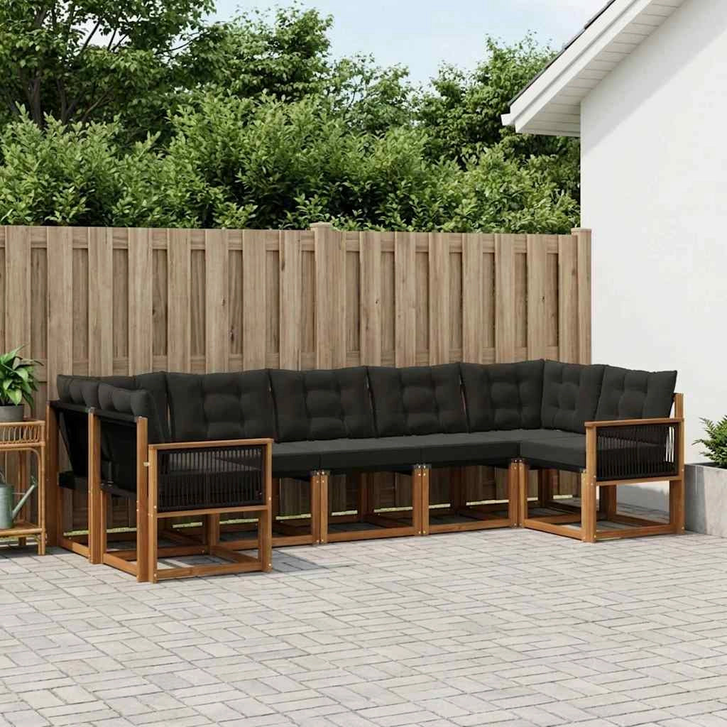 Set di divani da esterno 7 pz Naturale e Nero 3382192