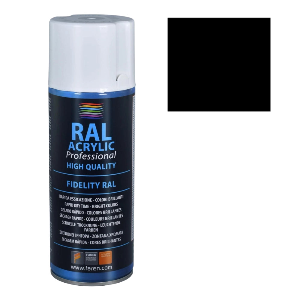 Faren ral acrylic vernice spray acrilica brillante a rapida essicazione 400 ml *** colore- nero intenso lucido - ral ...