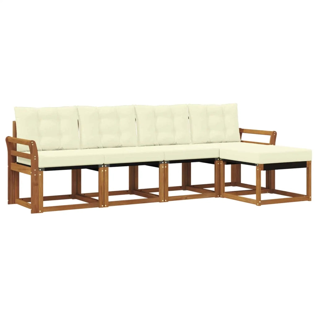 Set di divani da esterno con cuscino 5 pcs Naturale e Crema
