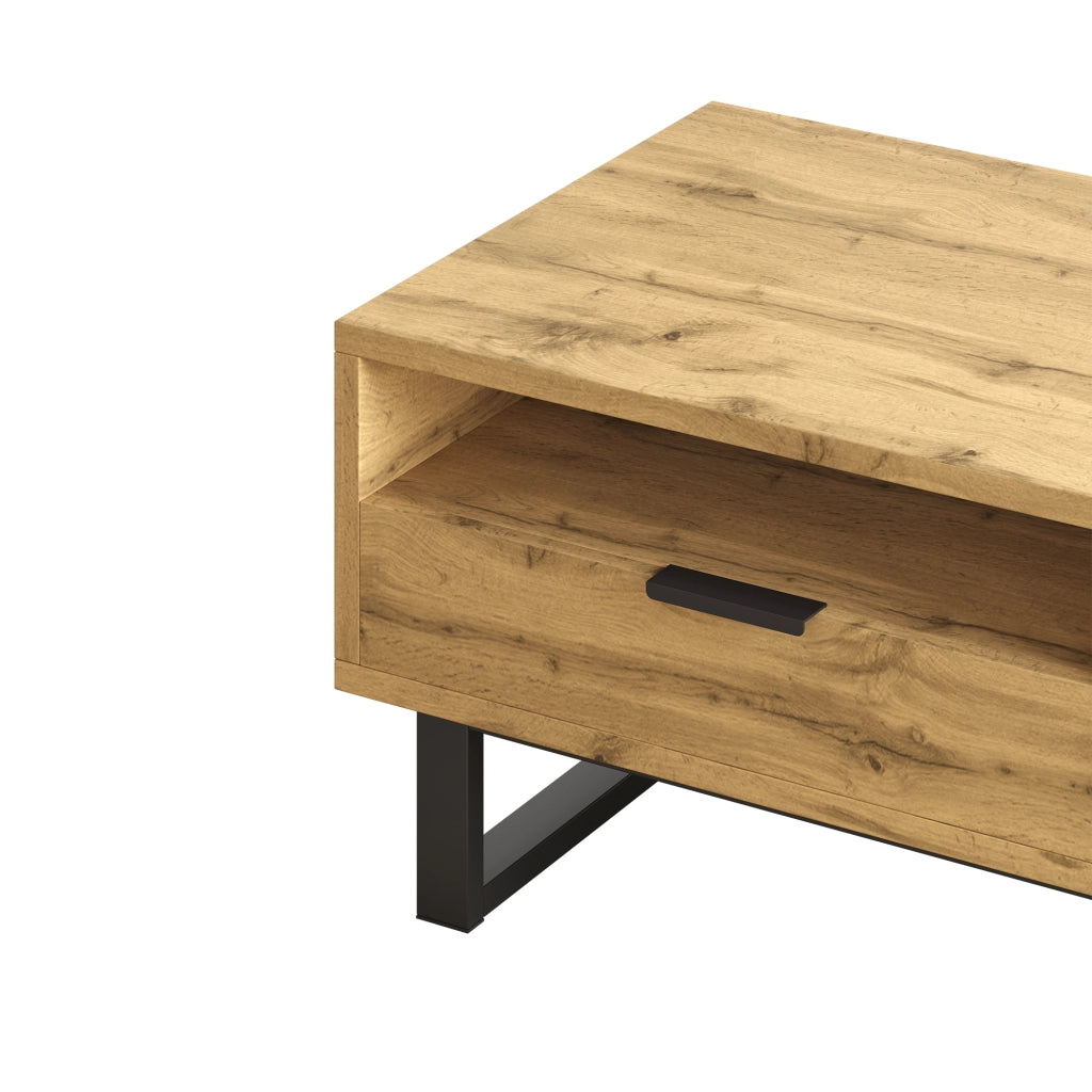 TAVOLINO DA SALOTTO 100x50x40 cm Nero e Legno con 3 vani e cassetto