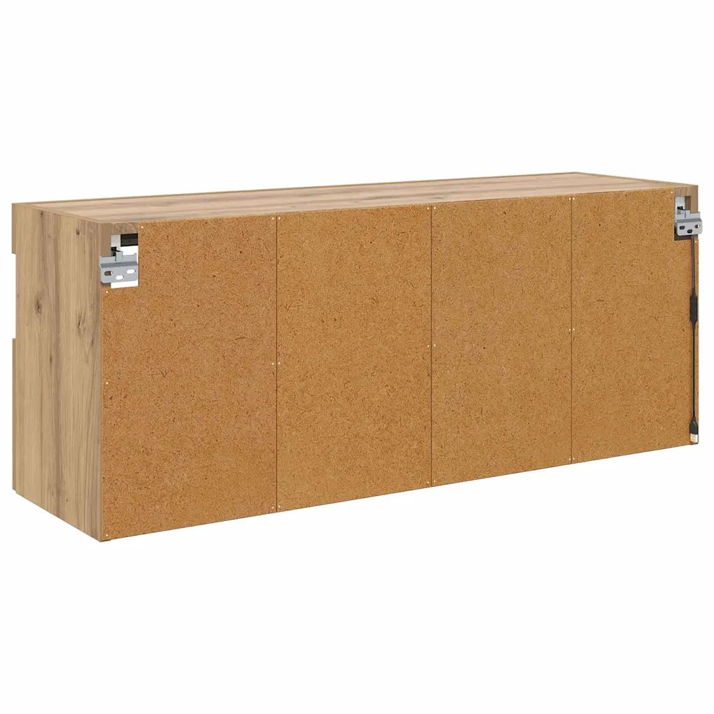 Mobile TV da parete con LED Rovere artigianale 100 x 30 x 40 cm