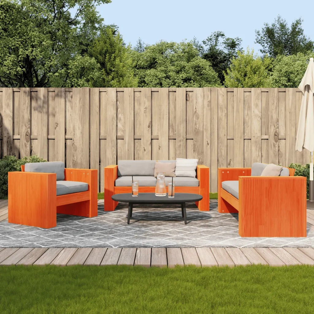 Set Salotto da Giardino 2 pz Marrone Cera Legno Massello Pino 3216897