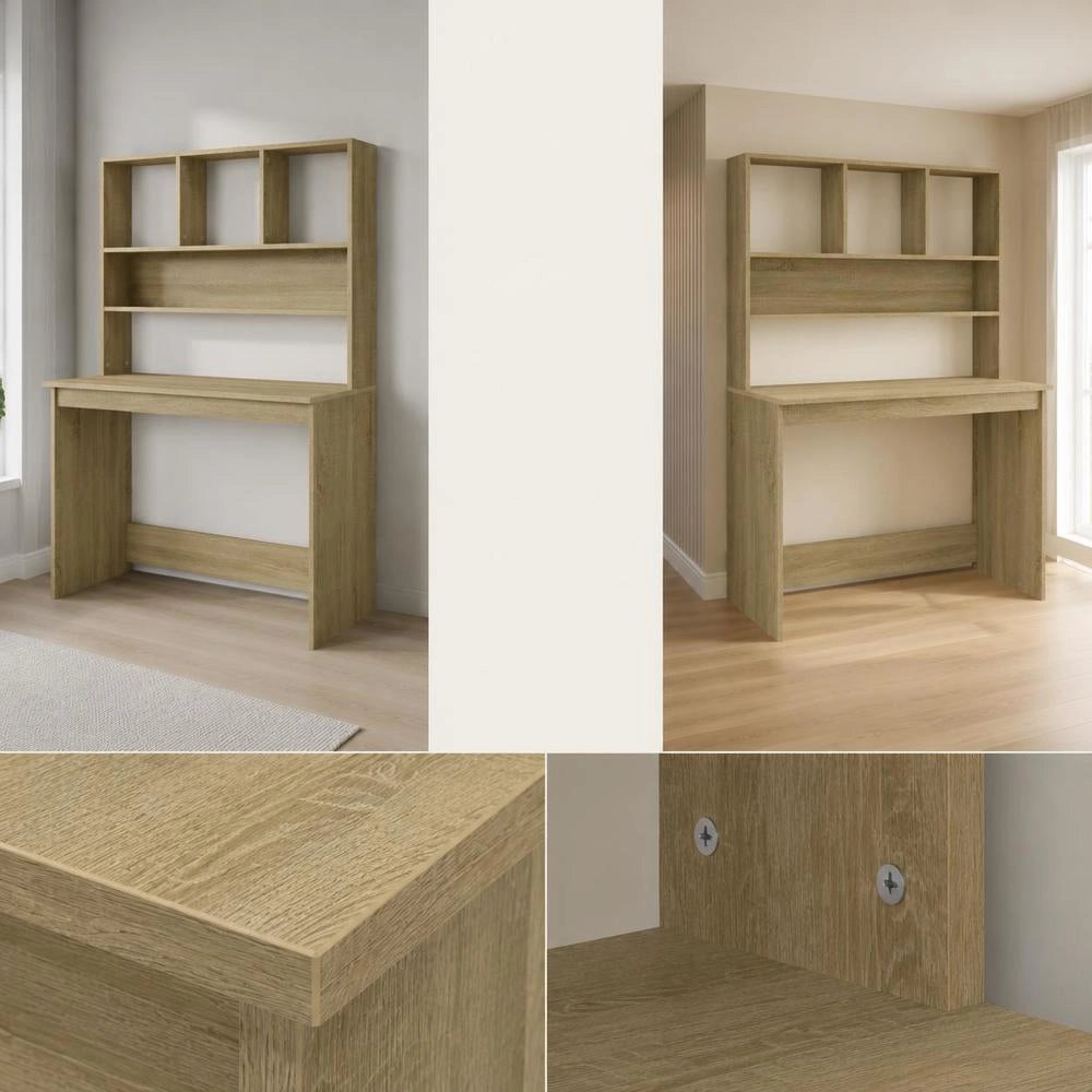 Desk With Shelf Sonoma Oak 102x45x148 Cm Wood Material