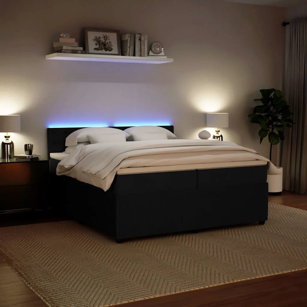 Giroletto a Molle con Materasso Nero 200x200 cm in Velluto 3290144