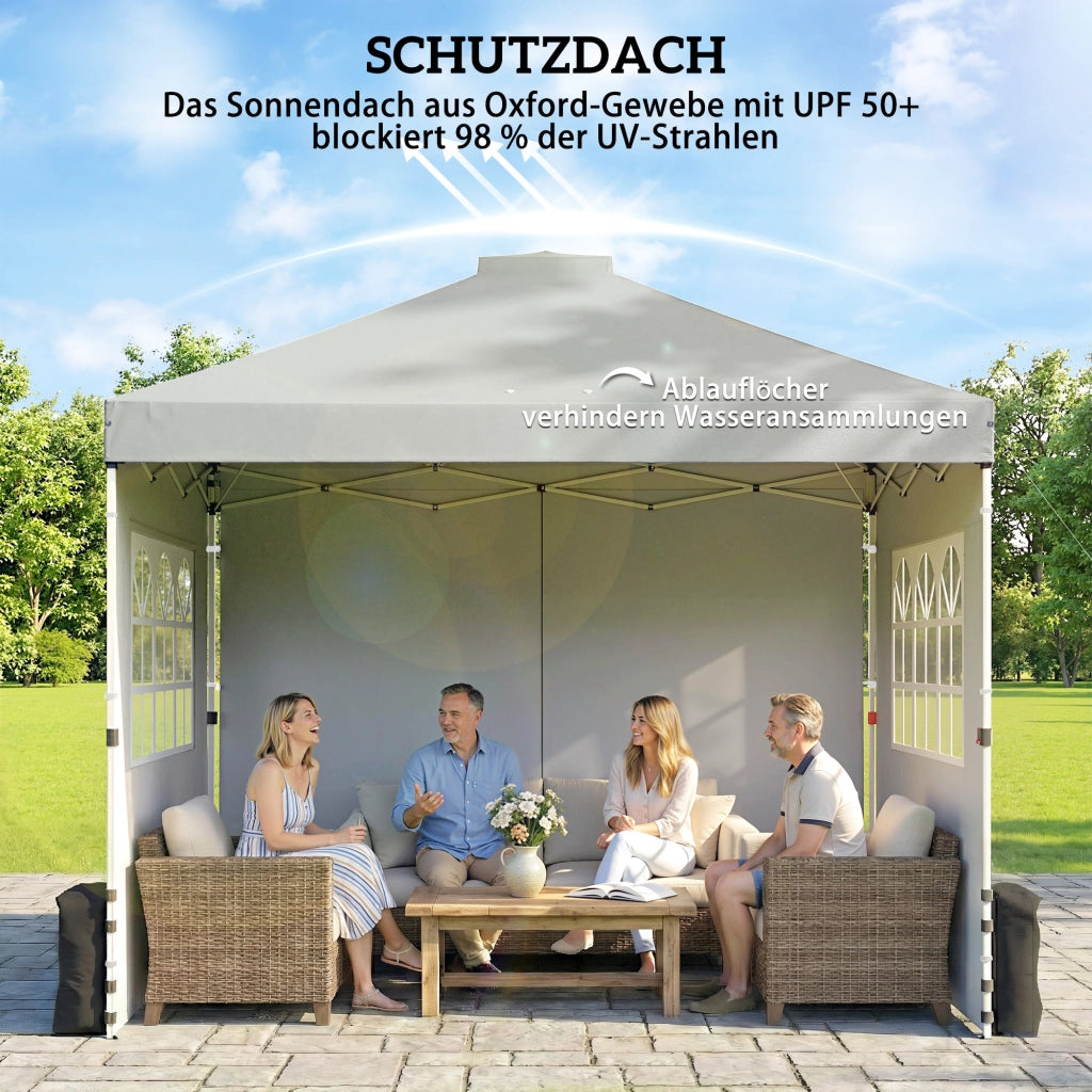 Pavillon pieghevole 3x3 m con 3 pareti ¨C zephmum ¨C grigio chiaro
