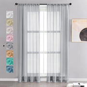 Voile per cortine semi-trasparenti corta stoffa grigia 245 x 140 cm per tenda woonkamer camera da letto camera per bambini set da 2