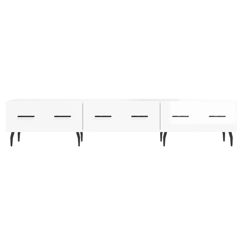 Mobile TV multimediale mensola TV mobile TV sala da pranzo soggiorno camera da letto finitura lucida 150 x 36 x 30 cm legno ingegnerizzato bianco 02_0027045