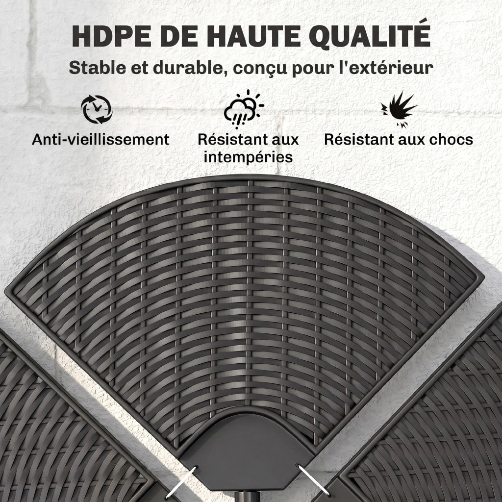 Base per Parasole ¨C zephmum ¨C 100x100x8 cm HDPE Effetto Rattan Nero
