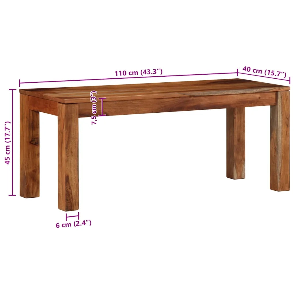 vidaXL Panca 110 cm in Legno Massello di Acacia