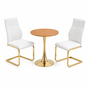 Tavolo e sedie 60 cm in MDF effetto legno bianco e oro per 2 persone