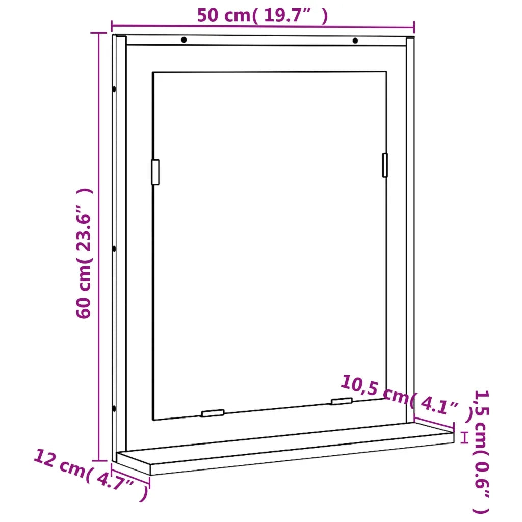 Specchio Bagno con Ripiano Rovere Fumo 50x12x60 cm Multistrato 842418