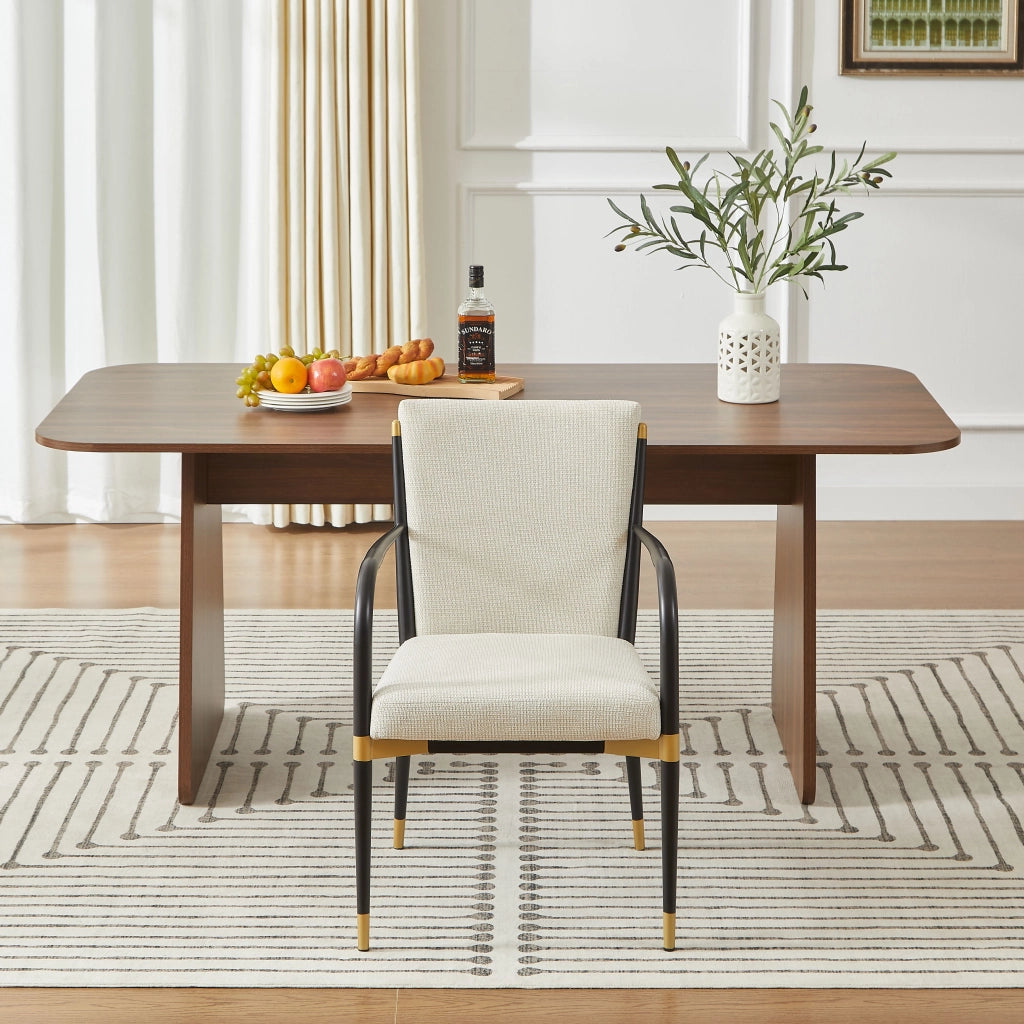 SEDIA da pranzo imbottita Set da 2 pezzi con braccioli 94x57x28 cm beige