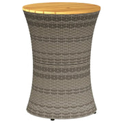 Tavolino Giardino | Tavolino da esterno Forma Tamburo Grigio Polyrattan Massello