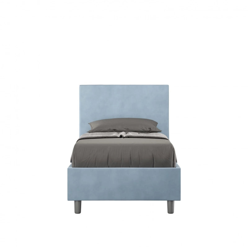Letto imbottito Singolo 80x210 cm Adele - Contenitore,Microfibra,Azzurro