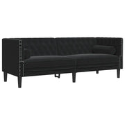 Divano | Divano da soggiorno | Sofa Chesterfield con Rinforzi 3 Posti Nero in Velluto