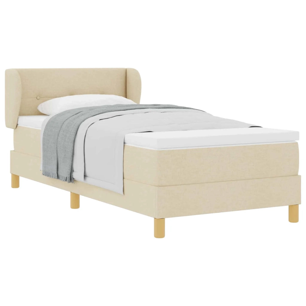 Letto a molle con materasso Crema 100 x 200 cm Tessuto 3340204