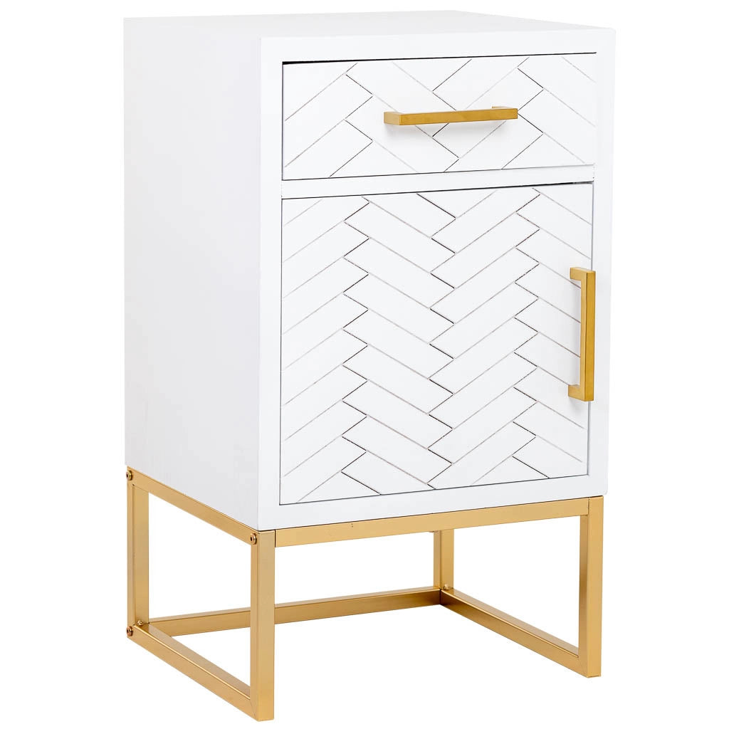 Tavolino in legno e metallo con 1 cassetto e 1 anta 42x36,5x71h cm