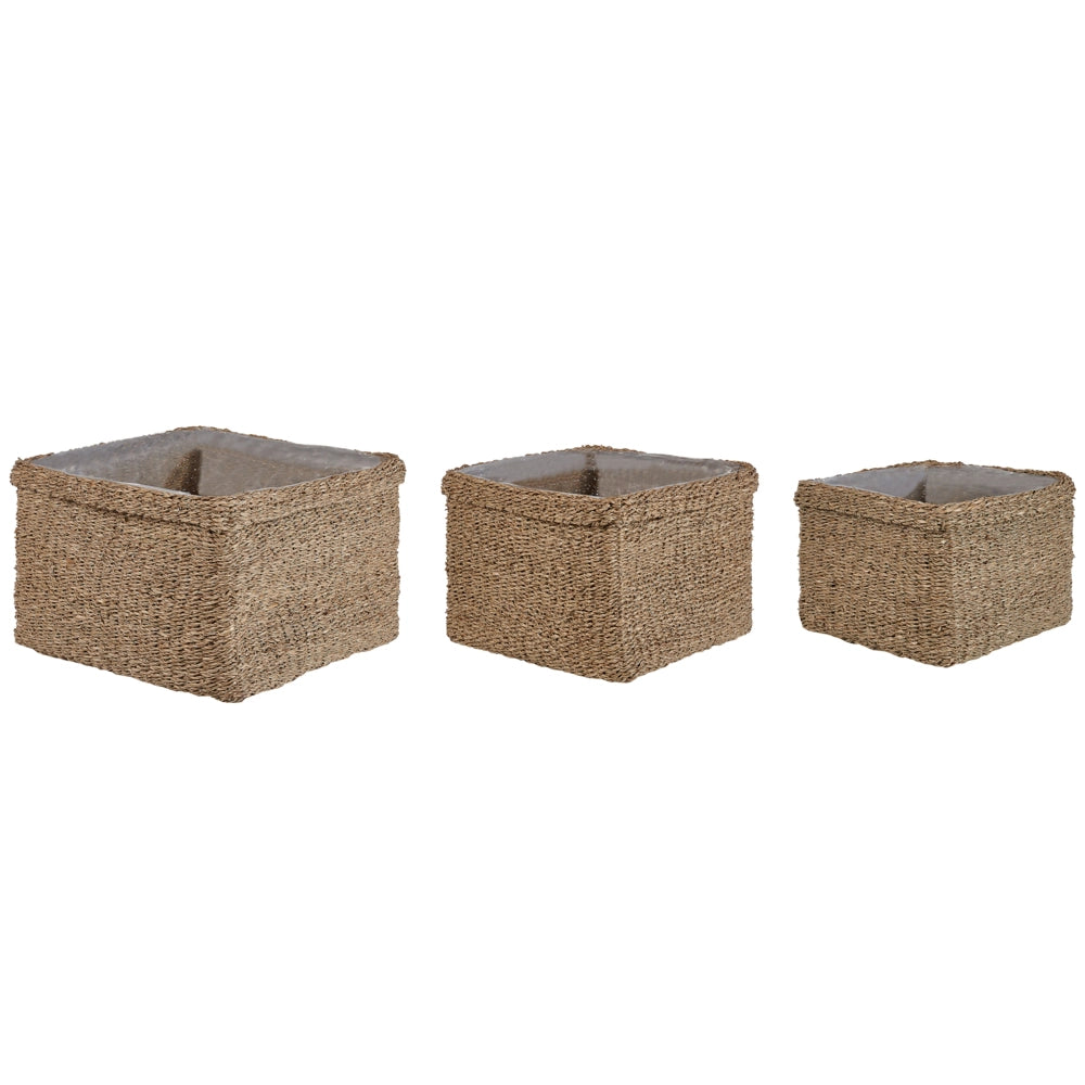Set di 3 vasi per piante alghe naturali 23 x 34/ 27 x 36/ 30 x 45 cm Accessorio per la casa Fioriera stile boho