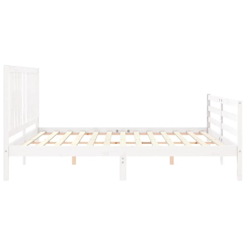 Giroletto con Testiera-Struttura Letto con testiera Bianco 200x200 cm in Legno Massello 444761