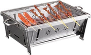 Griglia da tavola portatile in acciaio inossidabile - barbecue da giardino per feste - griglia da campeggio e picnic - griglia esterna portatile a carbone.