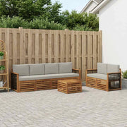 Set di divani da esterno 7 pz Naturale e Grigio Chiaro 3384052