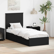 Letto con Contenitore Nero 75 x 190 cm Legno multistrato