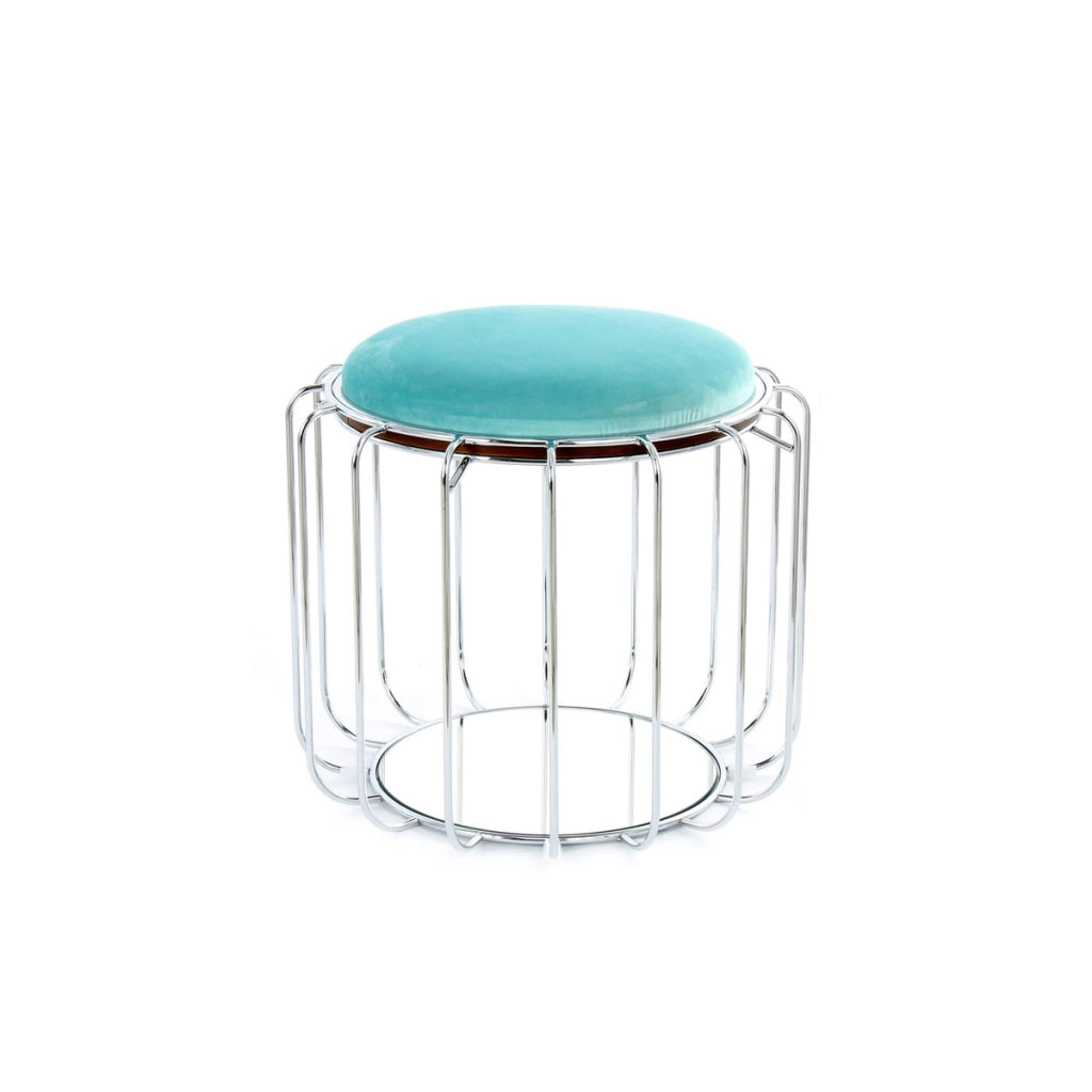 Tavolino e Pouf 2-in-1 Comfortable Mint e Argento
