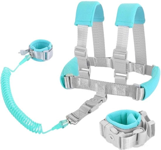 Doppia cintura per bambino, fascia anti-perdita per polso, fascia per spalla per bambini, fascia per bambino, fascia per bambino (verde 2,5 metri)