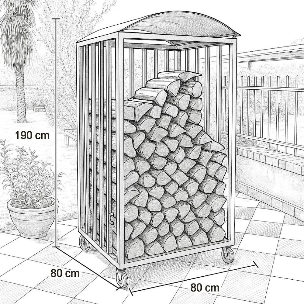 Cappello copri legnaia e pallet universale in policarbonato 115x115 cm