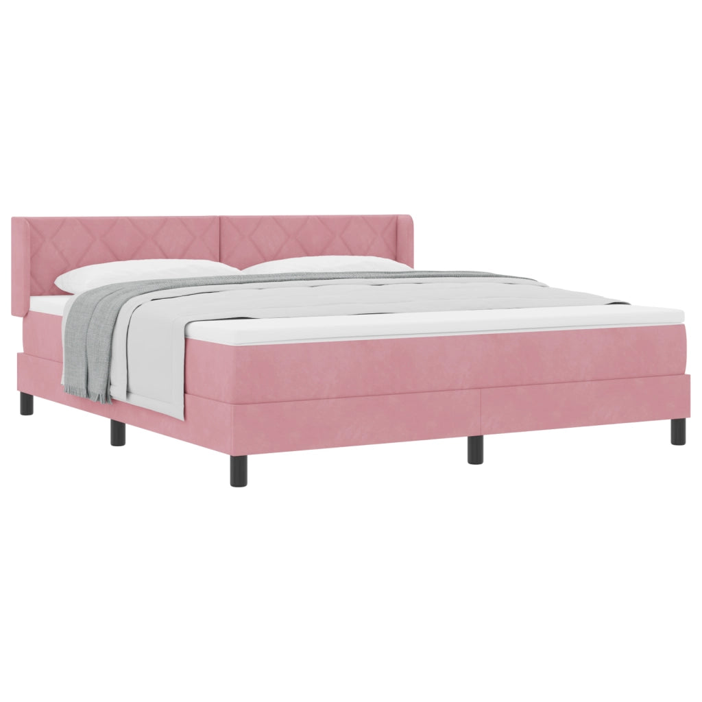 Letto a Molle con Materasso Rosa 180x200 cm Velluto