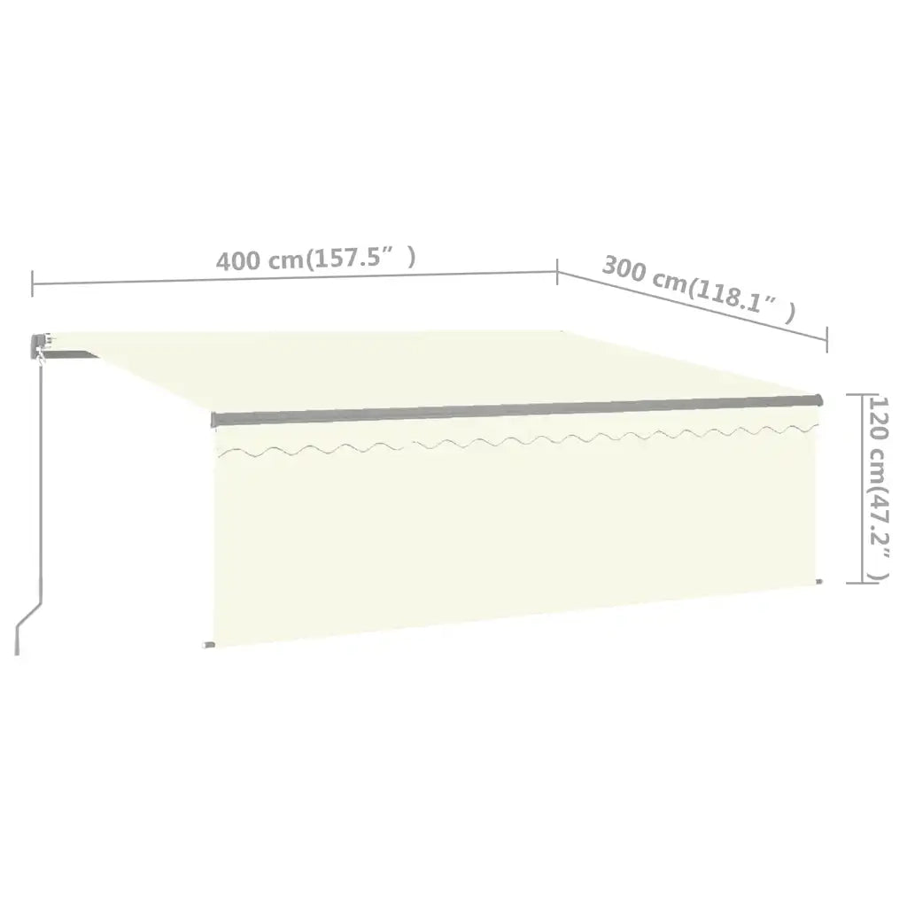 Tenda da Sole Retrattile Manuale con LED 4x3 m Crema 3069422