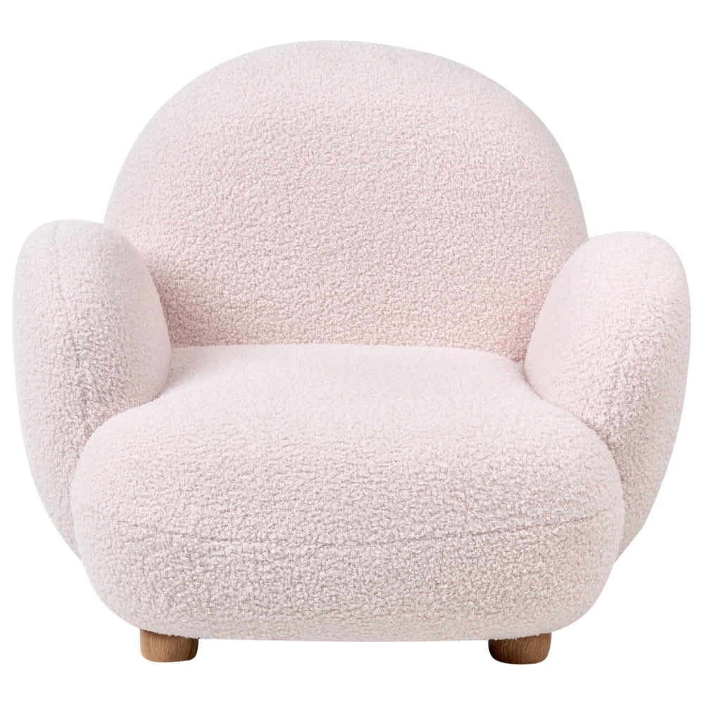 Poltrona per bambini con gambe in legno Rosa pastello cemeretta